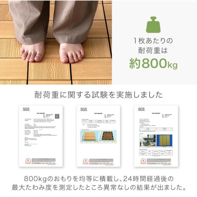 【10:00〜P5%還元】 超高耐久800kg 人工木 ウッドパネル 天然木粉 81枚セット ジョイント ウッドタイル ウッド パネル タイル デッキパネル ウッドデッキ フロアデッキ テラス ガーデン ガーデニング DIY ジョイント式_10