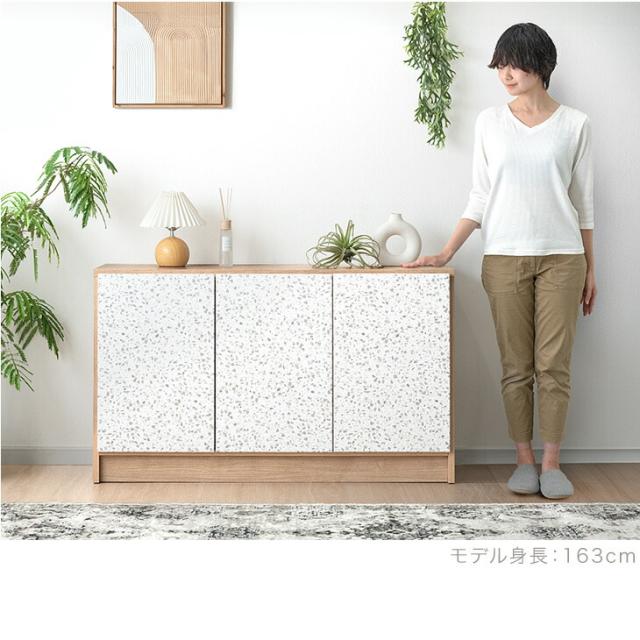 【10:00〜P5%還元】 テラゾー柄 国産 サイドボード Terrafurni -テラファニ- 幅120cm 完成品 チェスト サイドチェスト キャビネット リビングボード リビング リビング収納 収納家具 収納棚 収納 120 日本製 石目 木製 白 【超大型】【後払/時間指定NG】_14