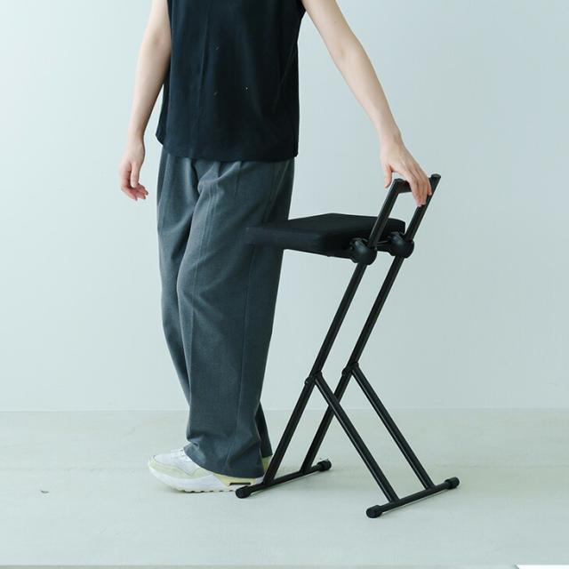 高さ無段階調節 折りたたみチェア 高さ調節 完成品 折りたたみ コンパクト チェア 椅子 いす イス ダイニングチェアー チェアー 折り畳み 折畳み シンプル 省スペース 背もたれ付 モダン カウンターチェア ブラック_15