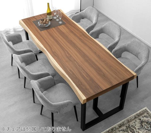 【テーブル搬入設置込み】 極厚天板 ダイニングテーブル 単品 6人 6人掛け 200 × 80 天然木 アッシュ ウォールナット 耳付き 一枚板風 長方形 テーブル 食卓テーブル 食卓 幅200 200cm 大きめ 木製 黒脚 【超大型】【後払/時間指定NG】_4