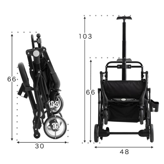 折り畳み わんタッチ 3way 全輪 サスペンション ドリンクホルダー