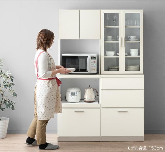 食器棚 幅120 国産 日本製 完成品 大型レンジ対応 キッチンラック キッチンボード カップボード キッチン収納 ゴミ箱 スライド 収納 大川家具 おしゃれ 【超大型】【後払/時間指定NG】_12