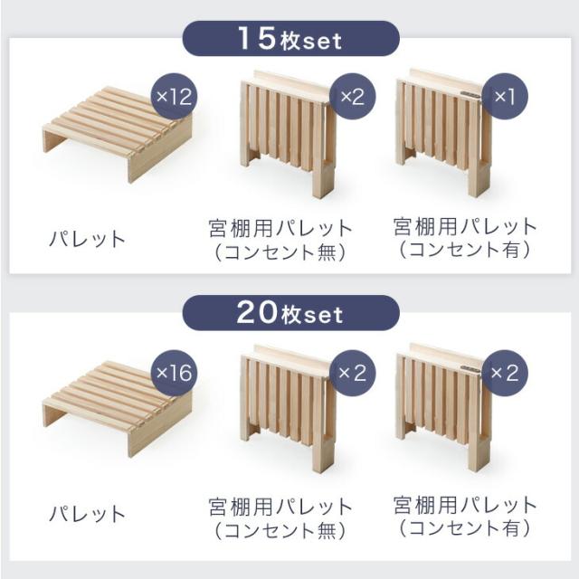 宮付き コンセント付 パレットベッド お掃除ロボット対応 シングルベッド セミダブルベッド ダブルベッド 天然木 シングル セミダブル ダブル キング ファミリーベッド すのこベッド ベッドフレーム ローベッド 木製_4