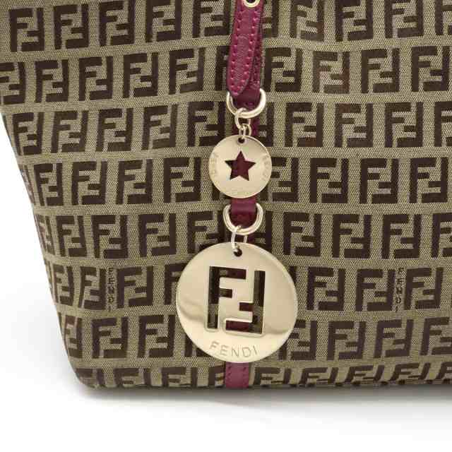 FENDI ズッキーノ　キャンバス　レザー ベージュ　ハンドバッグ　トート