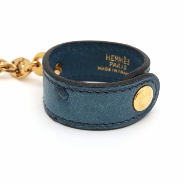 HERMES エルメス グローブホルダー オーストリッチ レザー ブルー