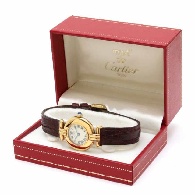 【ウォッチ】 Cartier カルティエ マスト コリゼ ヴェルメイユ SV925 GP アイボリー文字盤 レディース QZ クォーツ 腕時計