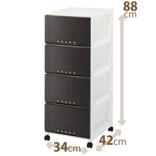 ＰＲＸルームケース　３４０４　ＢＲ タンス たんす 収納 収納用品 押入れ収納 衣類収納 衣装ケース キッチン収納 収納棚 リビング収納 家具 整理棚 おしゃれ  引き出し プラスチック 4段  の通販は 4,940円