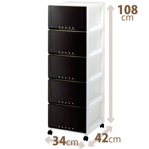 ＰＲＸルームケース　３４０５　ＢＲ タンス たんす 収納 収納用品 押入れ収納 衣類収納 衣装ケース キッチン収納 収納棚 リビング収納 家具 整理棚 おしゃれ  引き出し プラスチック 5段  の通販は