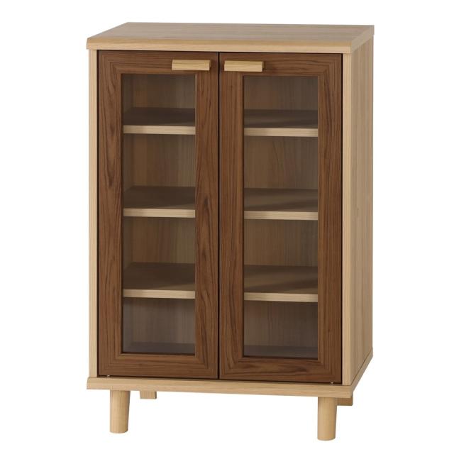 ラハティ　キャビネット　9055Ｇ 食器棚 リビング収納 リビングボード ガラスキャビネット キッチンラック キッチンボード おしゃれ 新生活 コーナン オーク/ブラウン コーナンオリジナル の通販は