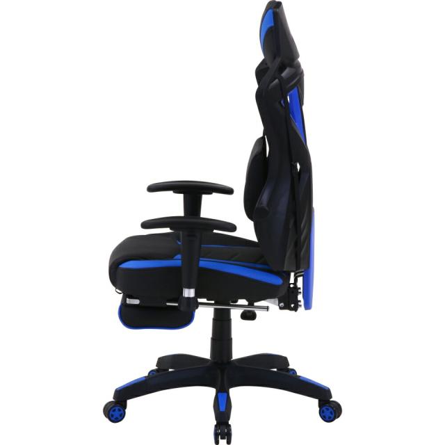 不二貿易 メッシュゲーミングチェア レイズブルー フットレスト付 回転式 リクライニング 19430 Eスポーツ 組立式 幅68.5×奥行65.5×高さ118〜125.5cm 重量19.1kg_1
