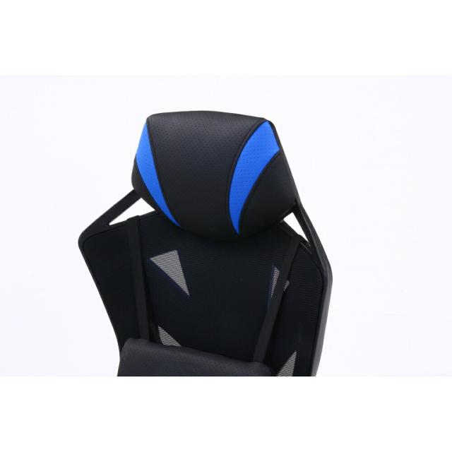 不二貿易 メッシュゲーミングチェア レイズブルー フットレスト付 回転式 リクライニング 19430 Eスポーツ 組立式 幅68.5×奥行65.5×高さ118〜125.5cm 重量19.1kg_5