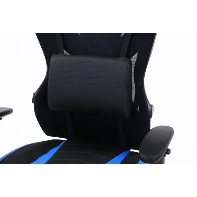 不二貿易 メッシュゲーミングチェア レイズブルー フットレスト付 回転式 リクライニング 19430 Eスポーツ 組立式 幅68.5×奥行65.5×高さ118〜125.5cm 重量19.1kg_6