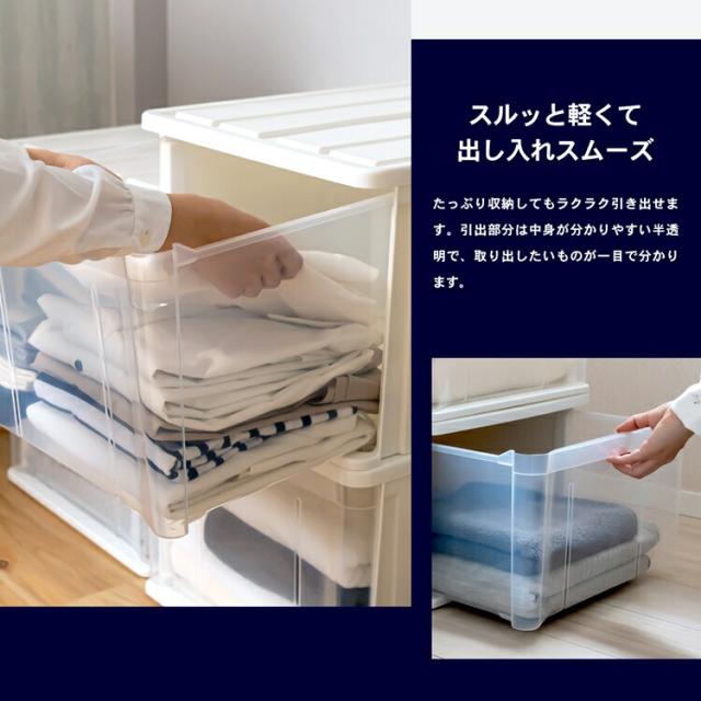 引出収納ケース 55L ホワイト 約幅40X奥行55X高さ30cm クローゼット