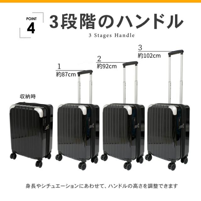 拡張式スーツケース　ブラック　ＫＷＨ１４−０３２３−ＢＫ コーナンオリジナル_4