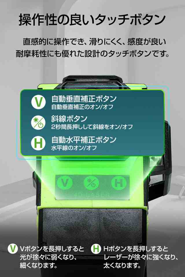 レーザー墨出し器 バッテリー2個付きの12点セット レーザー