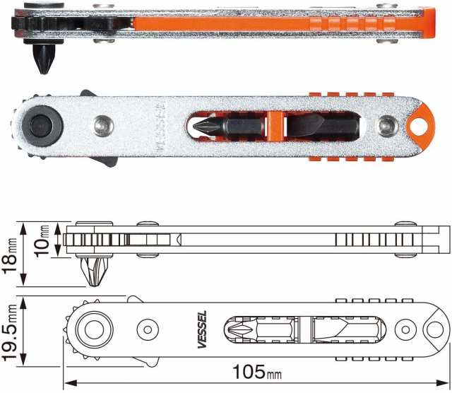 使い勝手の良い ベッセル VESSEL TD-76 極薄 板ラチェットドライバー ストレートタイプ 送料無料