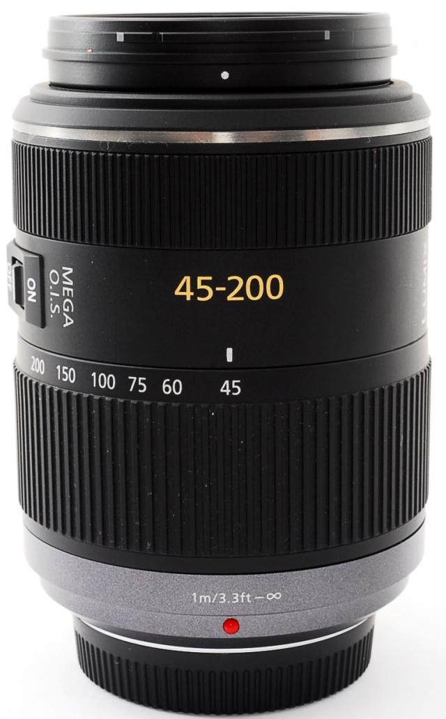 パナソニック 望遠レンズ Panasonic LUMIX G VARIO 45-200mm F4.0-5.6 MEGA O.I.S. 中古 レンズフード ＆レンズポーチ付き 長期保証