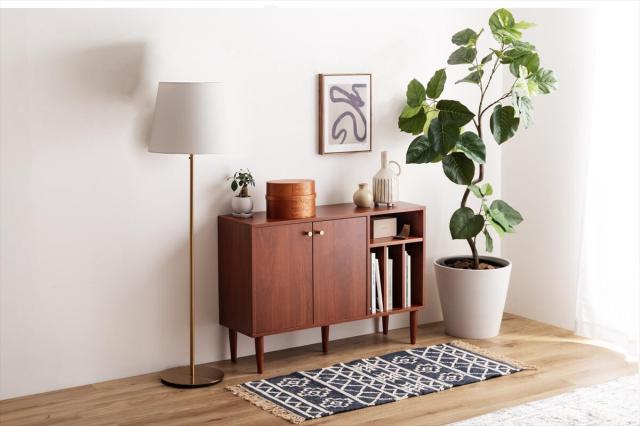 家具 収納家具 オープン棚付きキャビネット 幅100cm 送料無料 ヴィンテージ風家具 天然木 お部屋 すっきり おしゃれ_2