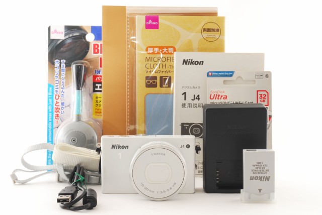 ニコン ミラーレス Nikon 1 J4 レンズキット ホワイト 中古 Wi-Fi搭載 メモリーカード付き 届いてすぐに使える