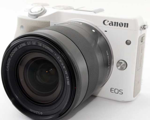 キヤノン ミラーレス CANON EOS M3 EF-M18-55 IS STM レンズキット ホワイト 中古 Wi-Fi搭載 SDカード付き  届いてすぐに使える - ミラーレス一眼