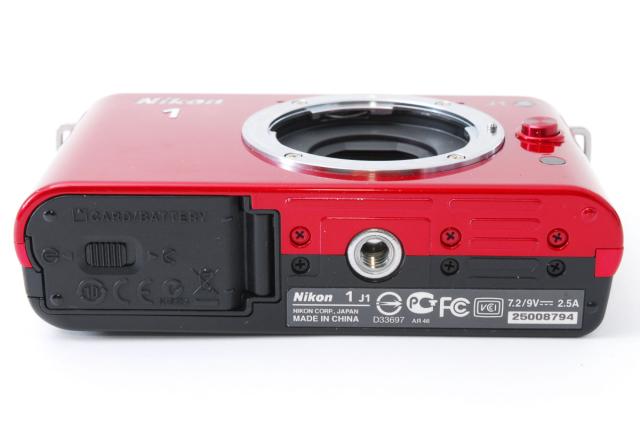 ニコン ミラーレス Nikon 1 J1 ダブルズームキット レッド 中古 新品SD
