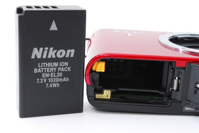 ニコン ミラーレス Nikon 1 J1 ダブルズームキット レッド 中古 新品SD