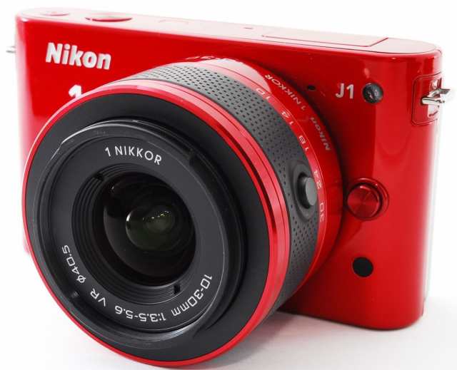 ニコン　ミラーレス一眼　Nikon　1　J1　レンズキット　レッド　　スマホに送れる　Wi-Fi機能SDカード＆ボディジャケット付き　ネット売り