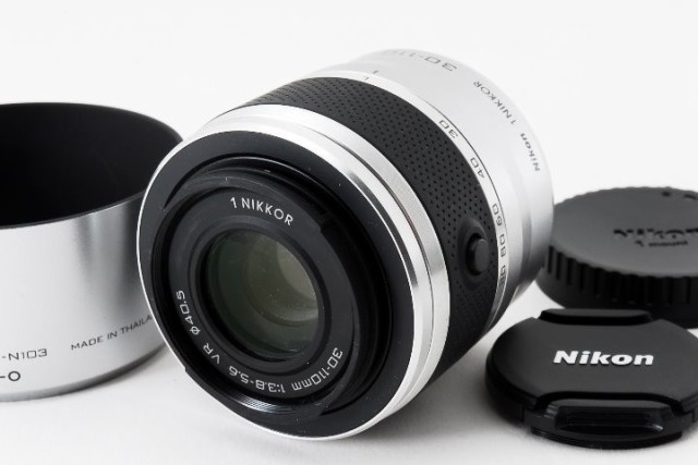 ニコン ミラーレス 望遠レンズ おすすめ Nikon 1 NIKKOR VR 30-110 シルバー 中古 純正フード付き 美品の通販は
