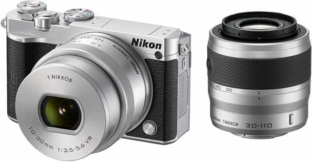 ニコン ミラーレス Nikon 1 J5 ダブルズームレンズキット シルバー 中古 Wi-Fi搭載 microSDカード付き 届いてすぐに使えるの通販は