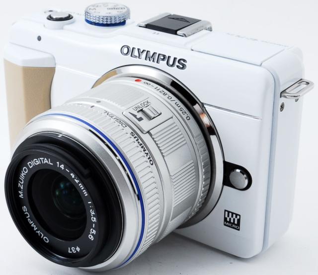 オリンパス ミラーレス OLYMPUS E-PL1s レンズキット ホワイト 中古 新品SDカード付き 届いてすぐに使える 付属品充実の通販は