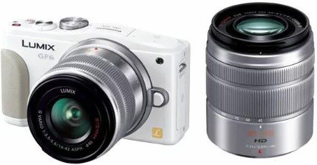 パナソニック ミラーレス Panasonic LUMIX DMC-GF6 ダブルズームレンズキット ホワイト 中古 Wi-Fi搭載 新品SDカード付き