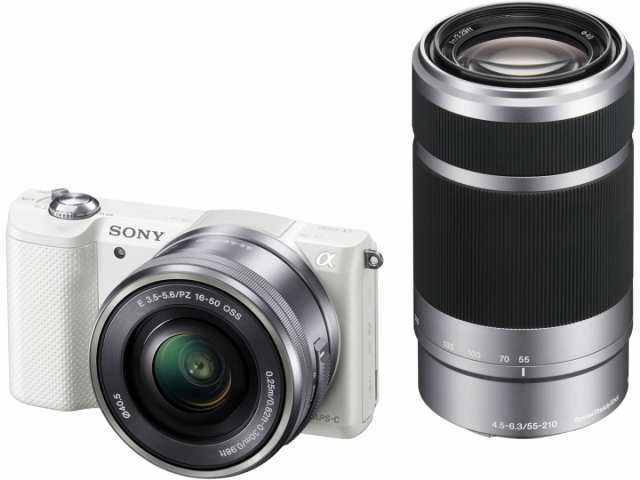 ソニー ミラーレス SONY α5000 ダブルズームレンズキット ホワイト ILCE-5000Y 中古 新品SDカード付き Wi-Fi搭載