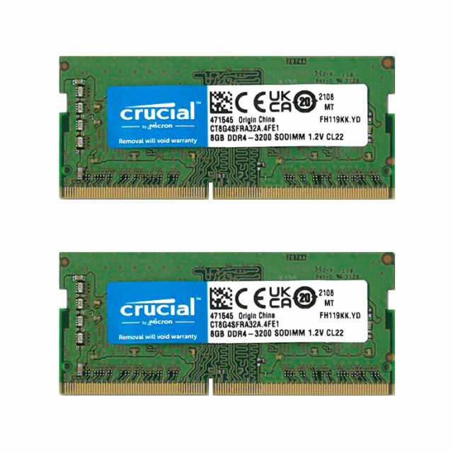 crucial 16GB 2枚 SODIMM DDR4 PC4-25600PC/タブレット