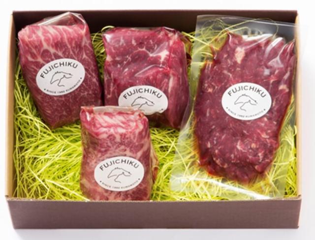 ふじ馬刺し詰合せ 松 大トロ100g 中トロ100g 上赤身100g×2 計400g たれ・生姜付 馬肉 楽ギフ_のし 楽ギフ_包装 内祝 お祝い  贈答品 お取り寄せ お礼 お歳暮 お中元 7〜8人前 牧場直送 賞味期限冷凍30日 フジチク 正規代理店_4