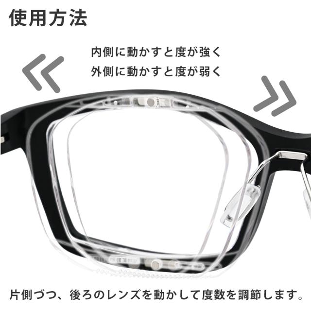 自由に度数調整できる最新型老眼鏡 CLiCKFOCUS クリックフォーカス 老眼鏡 度数調節 度数 +1.0D〜+3.0D 遠視 老眼 シニアグラス ブルーライトカット UVカット 度数調整メガネ おしゃれ ブラック ブラウン グレー プレスビー