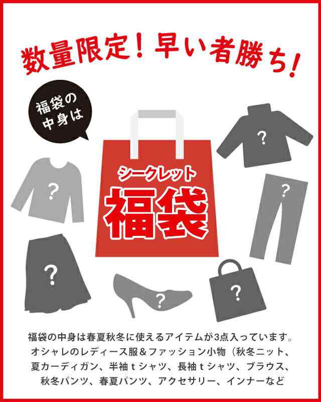 2026 福袋】福袋3点入り 春夏秋冬服・小物の福袋 シークレット 謎 送料 