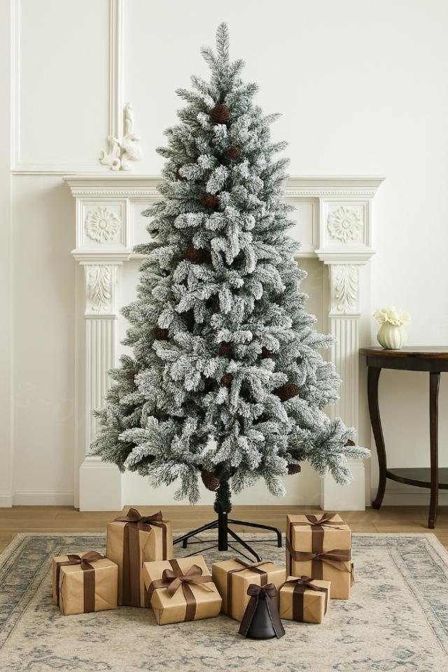 即納 クリスマスツリー 150cm 枝先雪化粧追加 雪化粧 軍手付き 豪華