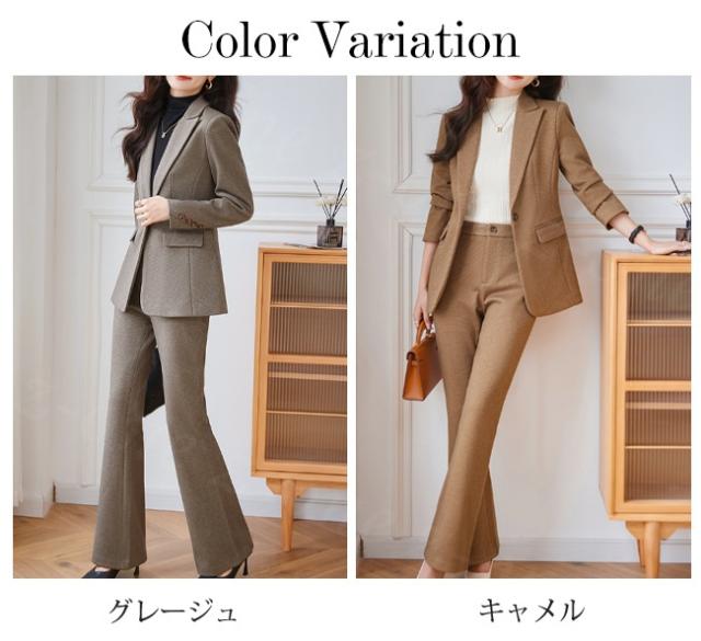 スーツ レディース セットアップ パンツスーツ フォーマル セレモニースーツ ママスーツ 大きいサイズ ジャケット ワイドパンツ ゴム 入学式 入園式_7