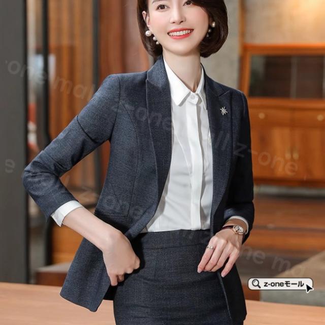 セットアップ パンツスーツ ジャケット＋パンツ ジャケット＋スカート 2点セットスーツ 新作 送料無料  レディース 無地 洋服 上下セット ビジネス フォーマル オフィス 通勤 面接 OL お洒落 上品 入学式 入園式_7