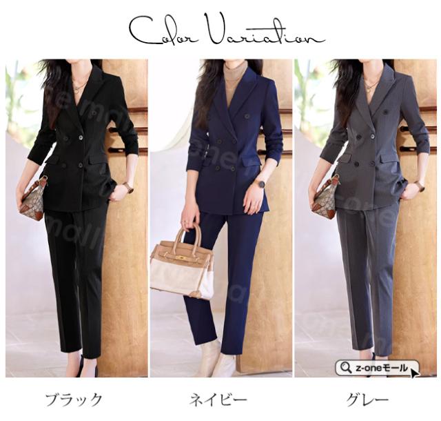 セットアップ パンツスーツ ジャケット＋パンツ 2点セットスーツ 新作 送料無料  レディース 無地 洋服 上下セット ビジネス フォーマル オフィス 通勤 面接 OL お洒落 上品 入学式 入園式_5