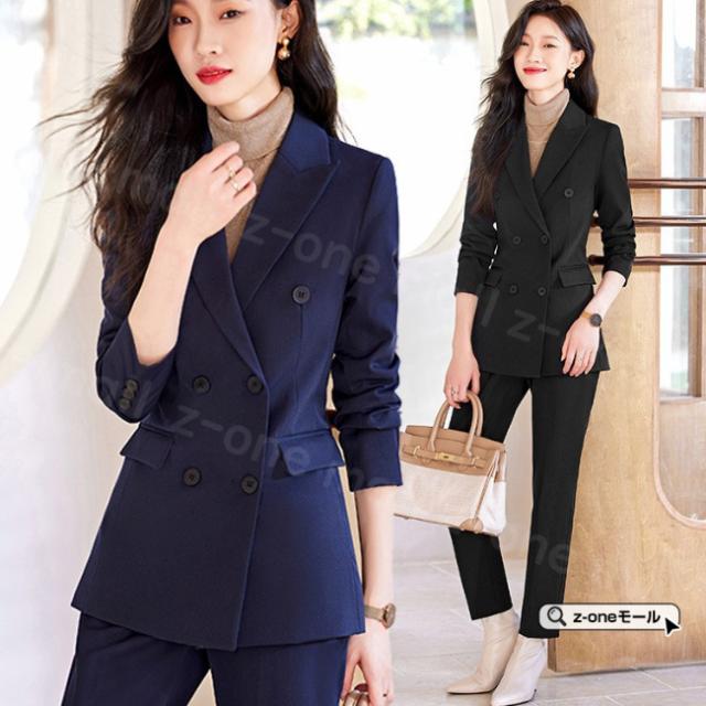 セットアップ パンツスーツ ジャケット＋パンツ 2点セットスーツ 新作 送料無料  レディース 無地 洋服 上下セット ビジネス フォーマル オフィス 通勤 面接 OL お洒落 上品 入学式 入園式_7