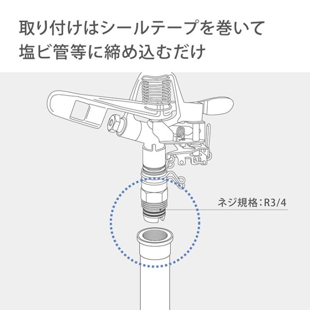 スプリンクラー メタルパルススプリンクラー(3/4パート&フル) G398 タカギ takagi 公式 安心の2年間保証_3