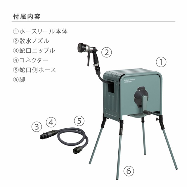 ホース ホースリール カバー付き リフトメタルBOX ホース 20m 内径12mm