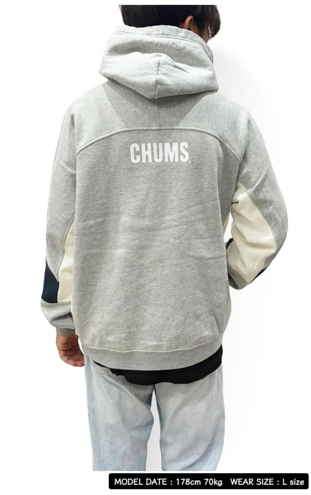 【2025秋冬新作】CHUMS チャムス カーンズパネルフーディー プルオーバーパーカー 長袖 オーバーサイズ ゆったり アウトドア スポーティ メンズ レディース 保温 裏起毛 ロゴ インレー生地 CH00-1539_5