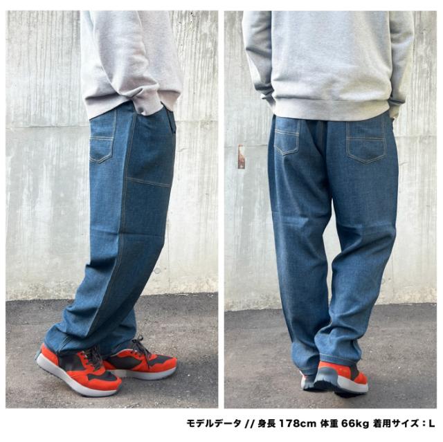 GRIP SWANY グリップスワニー デニムライクパンツルーズフィット デニム調 ワイドテーパード イージーパンツ クライミングパンツ UVカット 速乾性 アンチピリング アウトドア カジュアル ストリート キャンプ ゆったり 軽量 薄手 GSMP-068 裾上げ不可_3
