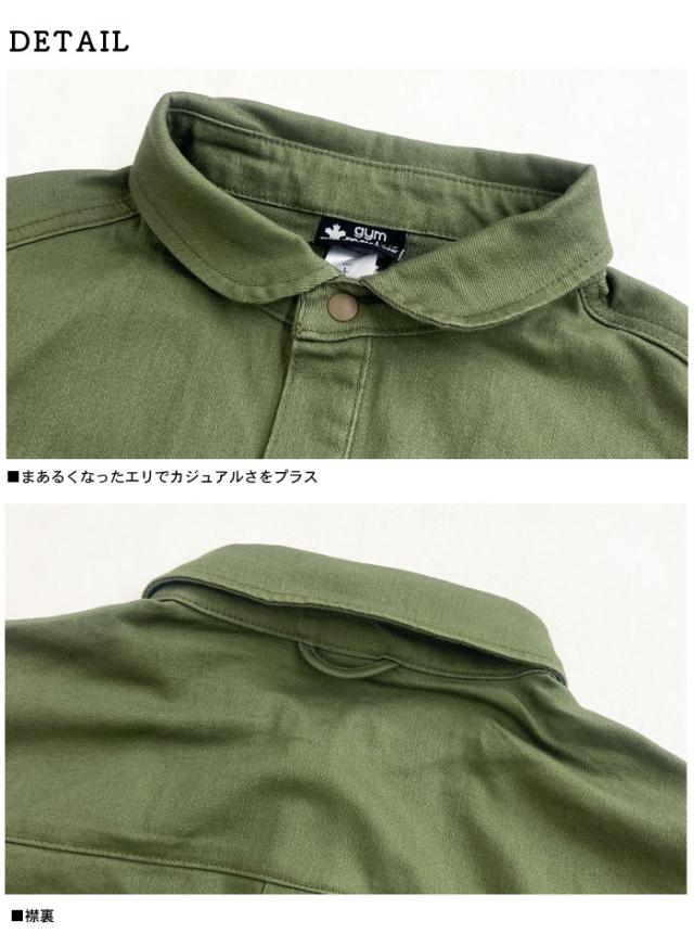 gym master ジムマスター 10ozストレッチデニムシャツカツラギシャツジャケット 丸襟 メンズ レディース デニムジャケット 長袖シャツ アウター カバーオール カジュアル アウトドア G221718_3