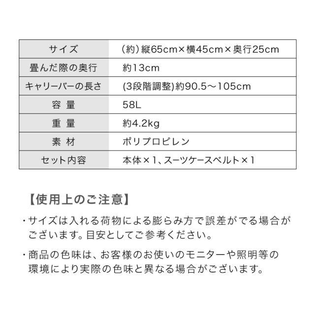 折りたためる キャリーバッグ 58L キャリーバッグ 軽量 静音 おしゃれ ダイヤルロック コンパクト トラベルバッグ スーツケース 旅行 ビジネス バッグ ブラックの通販は