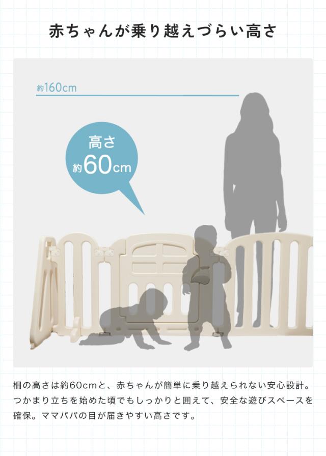 ベビーサークル 赤ちゃん コンパクト ベビーゲート パーテーション 自立 柵 プラスチック ドア ロック 扉付き キッズスペース 保育園 安全 簡単設置 収納 お手入れ 簡単 セーフティ 60cm キッズパーテーション 変形 コの字 L字 アーチ型_7