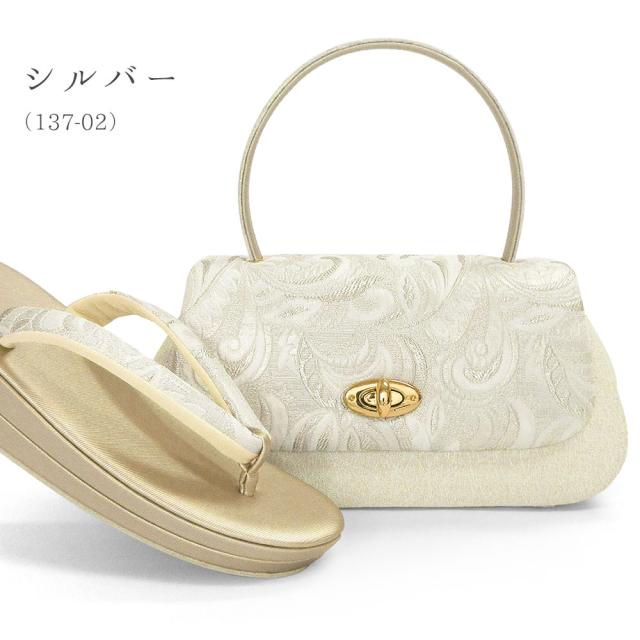 草履バッグセット 留袖 草履 バッグ セット バッグセット 草履バッグ ローブデコルテ ふくれ織り 礼装 黒留袖 S M L LL 3L サイズ フリーサイズ 小さいサイズ 大きいサイズ ゴールド シルバー 金 銀 結婚式 披露宴 入学式 卒業式 お宮参り フォーマル_9