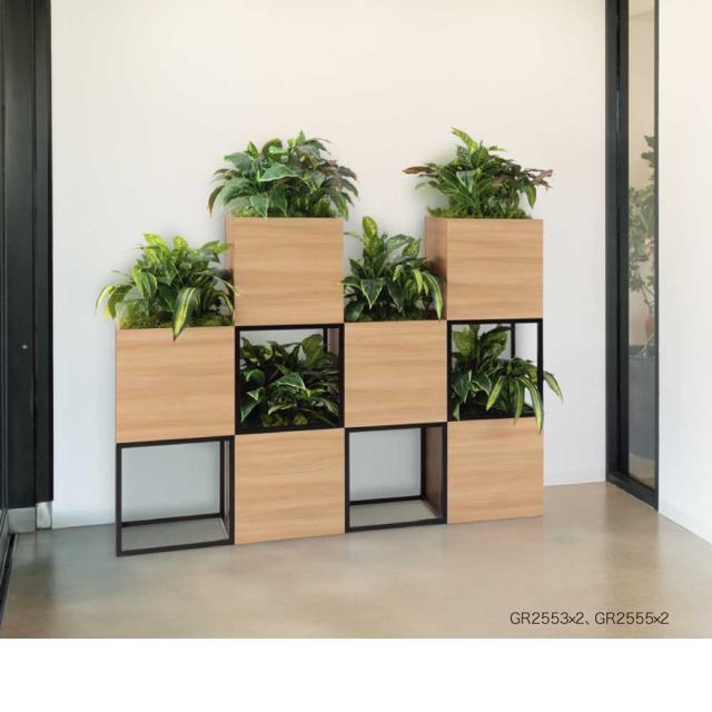 スタッキングプランター パーテーション フェイクグリーン 人工観葉植物 500×1500×500 【正規代理店】 ベルク 木目 ボックス プランター 間仕切り 人工樹木 造花 空間演出 オフィス クリニック エントランス 店舗 受付 インテリア 国産 屋内用 BELK GreenMode GR2556_5